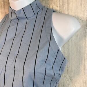 JOA LA Crop Top XS | Blue Pinstripe | Scalloped Edge | NWT | Cotton | MSRP $78